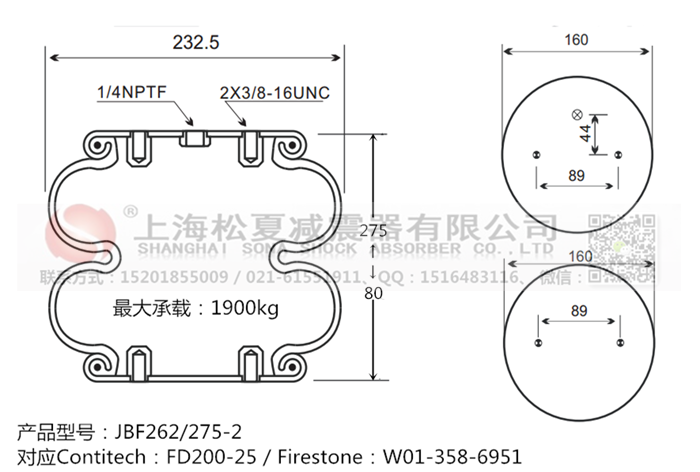 JBF262/275-2橡膠<a href='http://lovewangjing.cn/' target='_blank'><u>空氣彈簧</u></a>