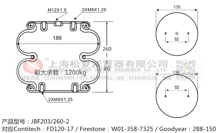 JBF203/260-2橡膠<a href='http://lovewangjing.cn/' target='_blank'><u>空氣彈簧</u></a>